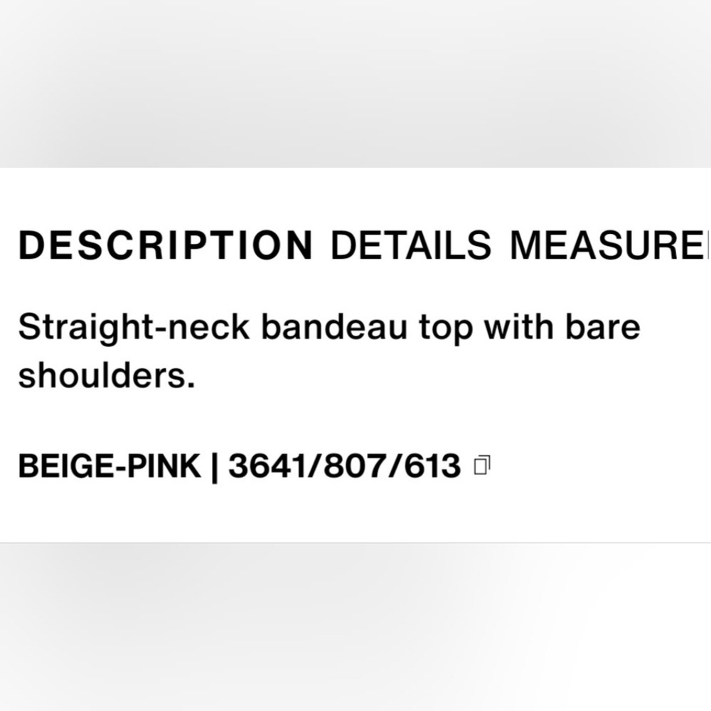Zara Beige Pink Straight Neck‎ Bandeau Corset Top 3641/807/613 - Picture 8 of 8